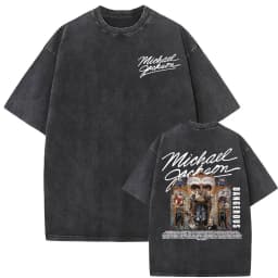 Michael Jackson King of Pop World Tour Vintage Washed T Shirt Men Women Fashion Gothic Classic T-shirts Summer Tops Cozy T-shirt