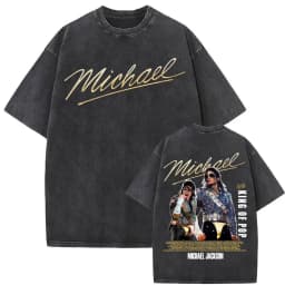 Michael Jackson King of Pop World Tour Vintage Washed T Shirt Men Women Fashion Gothic Classic T-shirts Summer Tops Cozy T-shirt