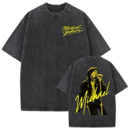 Michael Jackson King of Pop World Tour Vintage Washed T Shirt Men Women Fashion Gothic Classic T-shirts Summer Tops Cozy T-shirt