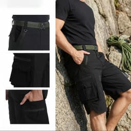 Fishing Multi-Pocket Cargo Shorts Men Wear-Resistant Tactical Pant Summer Thin Waterproof Quick Dry Outdoor Training Work Shorts