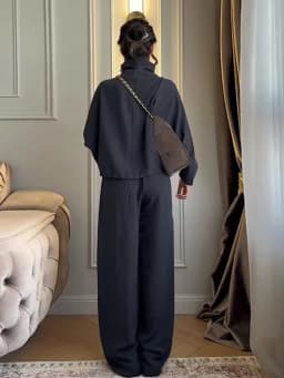 Casual Drawstring Women Outfit Chic Zipper Buttons Long Sleeve Stand Collar Female Coat Drape Wide Leg Pant Loose Streetwear Set
