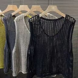 Hollowed-out Loose Suspender for Women Outer Sleeveless Knitting Camis Casual Vests Korean Cover Up Crop Vacation Office Tops