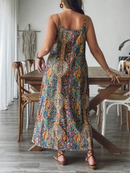 Plus Size Floral Paisley Maxi Dress Flowy Beachy Boho Vacation Gown Summer Dress
