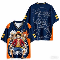 One Piece Monkey D.Luffy Oversized V-Neck Jersey 3D Quick Dry T-Shirt For Men Women Kids Anime Fan Tee Outdoor Sports Streetwear