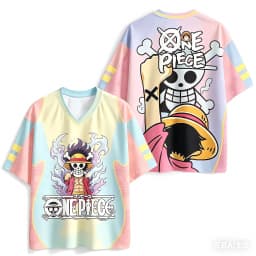 One Piece Monkey D.Luffy Oversized V-Neck Jersey 3D Quick Dry T-Shirt For Men Women Kids Anime Fan Tee Outdoor Sports Streetwear