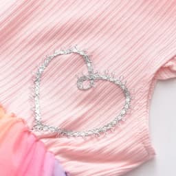 Summer New Sweet and Cute Rainbow Round Neck Flying Sleeve Mesh Princess Dress for Girls Aged 2-6 Korean Version
