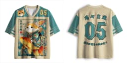 Lucky Cat Koi Fish 3D V-neck T-shirt with Retro Japanese Aesthetics, Oversized Children's and Women's Jerseys, Streetwear Tops