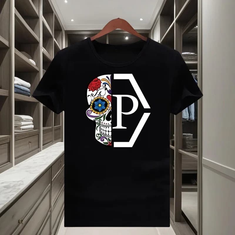 2026 Classic Fashion Brand - Bone Pattern - Men's and Women's - Fashion New Style - Short Sleeve T-Shirt - Round Neck