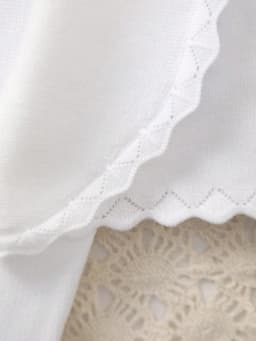 Baby Girl's Spring Elegant and Sweet Solid Color Knitted Shawl with Lace Design Adds a More Gentle Touch