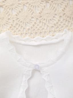 Baby Girl's Spring Elegant and Sweet Solid Color Knitted Shawl with Lace Design Adds a More Gentle Touch