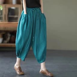 Women's Solid Color Retro Elastic Waist Pants Office Lady Fashion New Arrival Trendy Comfortable