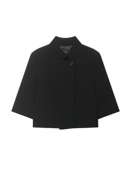 TFMLN 2026 Trendy Women's Suit Coats Stand Collar Half-Sleeve Blazer Solid Color Elegant Minimalist Style OL Fashion Outwear