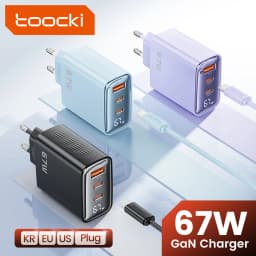Toocki 67W GaN USB Fast Charger PD 65W 45W PPS Digital Display Type C Quick Charger For iPhone 15 16 17 Samsung S23 S24 Macbook