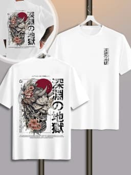 Deadly Wind Men's Casual Sportswear Streetwear Y2K Japanese Retro Trend Short-sleeved 100% Cotton Men's T-shirt Under Flowers