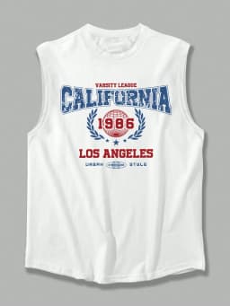 Men's summer fashion casual sports loose California pattern print comfortable breathable round neck sleeveless vest