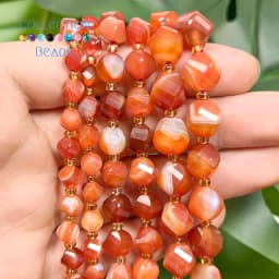 Natural Stone Beads 6 8 10mm Faceted Red Agate Carnelian Round Loose Beads for Jewelry Making Diy Bracelets Beading Accessory