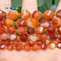 Natural Stone Beads 6 8 10mm Faceted Red Agate Carnelian Round Loose Beads for Jewelry Making Diy Bracelets Beading Accessory