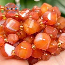 Natural Stone Beads 6 8 10mm Faceted Red Agate Carnelian Round Loose Beads for Jewelry Making Diy Bracelets Beading Accessory