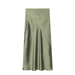 Women White Vintage Polka Dot Satin Skirts Spring Summer New High Waist Casual Mid Length Skirts Lady Elegant Party Skirts