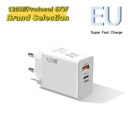 Lenovo 120W Type C USB Phone Charger Fast Charging Cable & Wall Adapter for Huawei Samsung Quick Charge Power Block