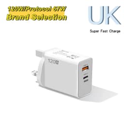 Lenovo 120W Type C USB Phone Charger Fast Charging Cable & Wall Adapter for Huawei Samsung Quick Charge Power Block