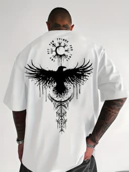 Viking Raven Norse Mythology Graphic Tee 100% Cotton Men's T-shirt Summer Casual Streetwear Breathable Shirts for Male Daily