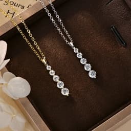 Lnkry 14k Gold Filled Chain Necklace Sparkling Five Stones Moissanite Pendant Necklace For Women Wedding Jewelry Gift
