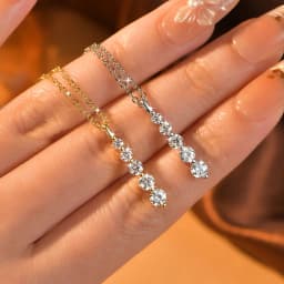 Lnkry 14k Gold Filled Chain Necklace Sparkling Five Stones Moissanite Pendant Necklace For Women Wedding Jewelry Gift