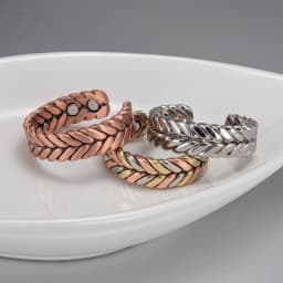 Vinterly Pure Copper Rings Magnetic Health Energy Braided Twisted Finger Open Cuff Adjustable Wedding Bands 7.3mm Wide Jewelry