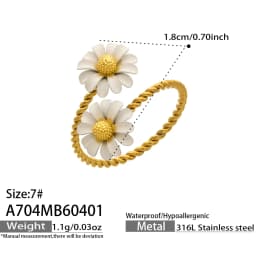 Ferris Wheel Glossy Cubic Zirconia Women's Rings Stainless Steel PVD Gold Plated Waterproof Open Rings No Tarnish Women Jewelry