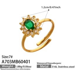 Ferris Wheel Glossy Cubic Zirconia Women's Rings Stainless Steel PVD Gold Plated Waterproof Open Rings No Tarnish Women Jewelry