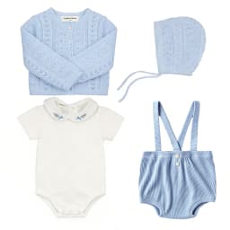Cute Infant Clothing Set Cotton White Baby Bodysuit Suspender Shorts Spring Knitted Cardigan Toddler Clothing