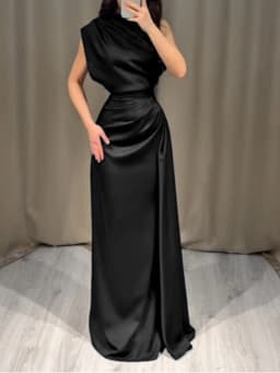 Summer New ElegantSatin Patchwork Maxi Dress Women Sleeveless Ruched Slim Long Dresses Wedding Guest Evening Party Robes