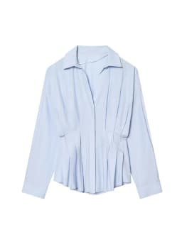 TFMLN Spring Women's Pleated Waist Cinching Shirts Chic Single Breasted Full Sleeve Commuting Blouses 2026 New Ladies Tops