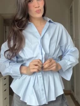 TFMLN Spring Women's Pleated Waist Cinching Shirts Chic Single Breasted Full Sleeve Commuting Blouses 2026 New Ladies Tops