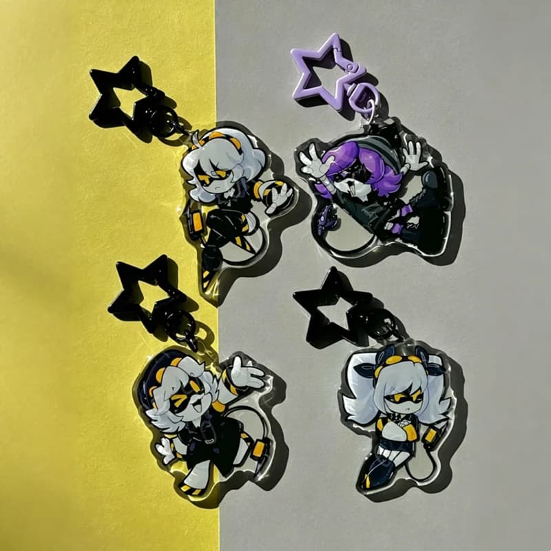 Murder Drones Keychain Set - Uzi N V Chibi Acrylic Charms - Sci-Fi Anime Fan Art Gift - Worker Drone Pendant for Backpack