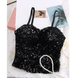 Shiny Sequin Sequin One-Piece Tank Top High Elasticity Fixed Wrap Chest Backless Vest Short Underwear Base Layer Vest Top Summer