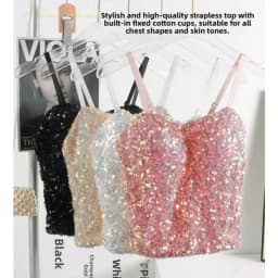 Shiny Sequin Sequin One-Piece Tank Top High Elasticity Fixed Wrap Chest Backless Vest Short Underwear Base Layer Vest Top Summer