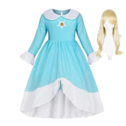 2026 Movie Girls Princess Dress Video Game Star Pattern Outfit Rosalina Role Play Costume Kids Halloween Peach Cosplay Clothes
