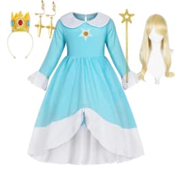 2026 Movie Girls Princess Dress Video Game Star Pattern Outfit Rosalina Role Play Costume Kids Halloween Peach Cosplay Clothes
