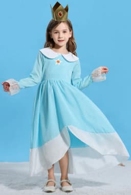 2026 Movie Girls Princess Dress Video Game Star Pattern Outfit Rosalina Role Play Costume Kids Halloween Peach Cosplay Clothes