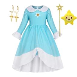 2026 Movie Girls Princess Dress Video Game Star Pattern Outfit Rosalina Role Play Costume Kids Halloween Peach Cosplay Clothes
