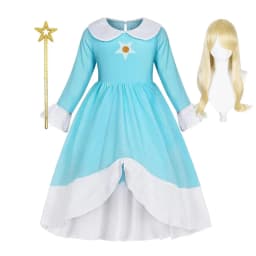 2026 Movie Girls Princess Dress Video Game Star Pattern Outfit Rosalina Role Play Costume Kids Halloween Peach Cosplay Clothes
