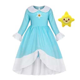 2026 Movie Girls Princess Dress Video Game Star Pattern Outfit Rosalina Role Play Costume Kids Halloween Peach Cosplay Clothes