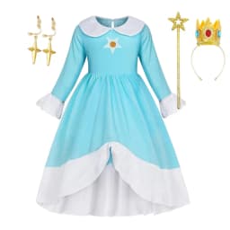 2026 Movie Girls Princess Dress Video Game Star Pattern Outfit Rosalina Role Play Costume Kids Halloween Peach Cosplay Clothes