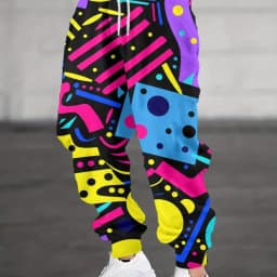 Abstract Geometric Printed Pants for Men and Women, 3D Full Printed Casual Pants with Patterns, Suitable for Outdoor Activities