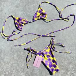 2026 New Artistic Brush Stroke Print Bikini Set Sexy Tie Side Two Piece Swimsuit Women Colorful Push Up Beachwear Summer