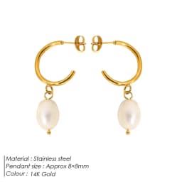 Luxury Pearl Hoop Earrings Minimalist 18K Gold Plated Pearl Charms Earrings for Girls Trendy Anniversary Birthday Jewelry Gift