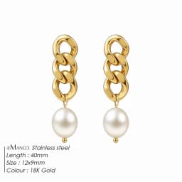Luxury Pearl Hoop Earrings Minimalist 18K Gold Plated Pearl Charms Earrings for Girls Trendy Anniversary Birthday Jewelry Gift