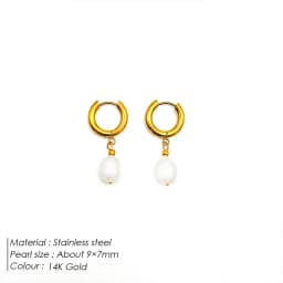 Luxury Pearl Hoop Earrings Minimalist 18K Gold Plated Pearl Charms Earrings for Girls Trendy Anniversary Birthday Jewelry Gift